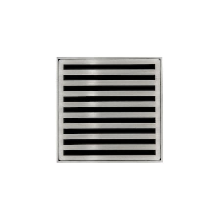 Infinity Drain 4"x4"Strainer W/Lines DecPlate and 2"Throat-SatinStainless -ND4 N_4_SS